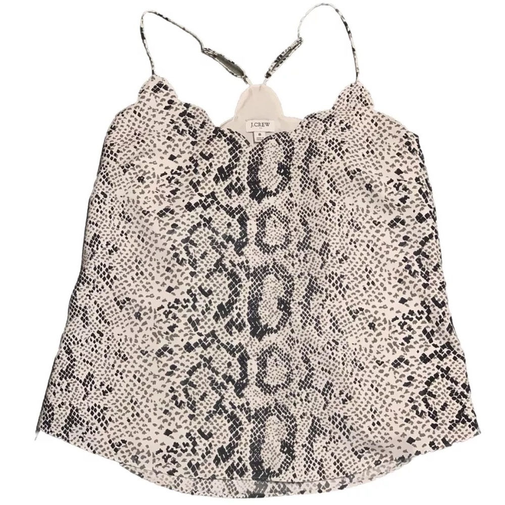 J. Crew Tank top Gray, Black & White Snakeskin Scalloped Trim Women's Size 8